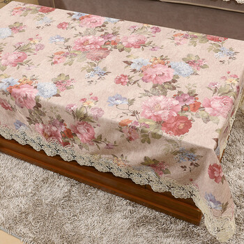 
                                        真琴 欧式餐桌布艺茶几布蕾丝台布罩套 花之语 150*210cm餐桌布                