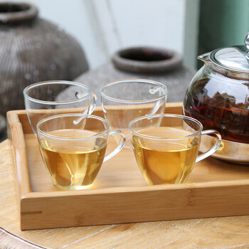 
                                        乐活易居 加厚耐热玻璃茶具 品杯 小茶杯 品茗杯 170ml 4只装                