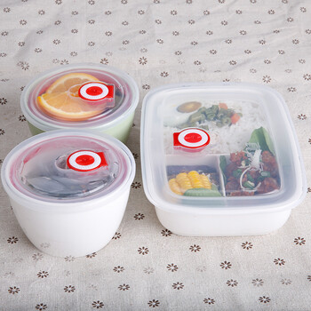 
                                        真泰尔陶瓷饭盒 微波炉饭盒 分隔带盖保鲜盒便当盒套装 密封葡萄套装1方2圆白                