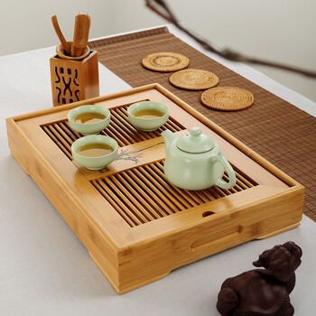 茗匠 小箱式储水茶盘  孟宗竹制茶盘 茶台茶海 功夫茶具 大中小号 大号