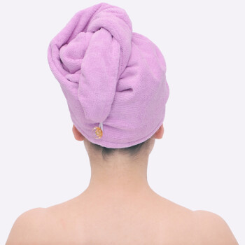 一帆 超细纤维超强吸水浴帽干发巾长短绒干发帽  紫色