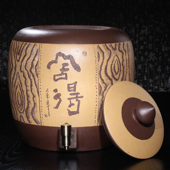 谱茗茶水缸净水桶紫砂大水罐带水龙头水缸饮水器净化缸宜兴紫砂水缸夏季凉水缸23升