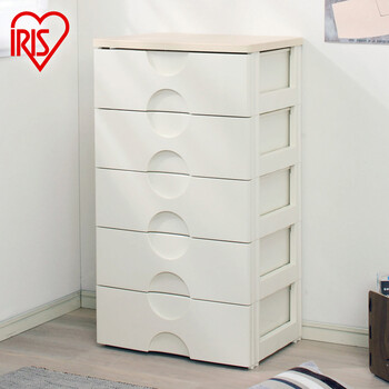 爱丽思IRIS塑料抽屉整理柜衣物收纳柜RG-55B白梨 6层 55.2*41*118cm