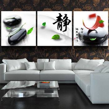 
                                        柠檬树 客厅装饰画 现代简约三联画墙画沙发背景墙挂画餐厅壁画无框家装画 LM701WK 家和富贵 60cm*60cm 15mm厚                
