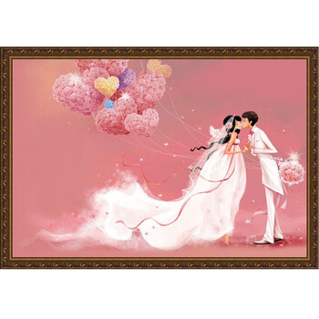 绚艺十字绣 DIY钻石画甜蜜一生 新款浪漫婚礼情侣婚庆钻石绣印花贴钻画十字绣 高端钻石画 120*87厘米 方钻满贴