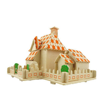3d木质立体拼图木制积木6儿童diy玩具拼装建筑模型小房子 阳光小屋