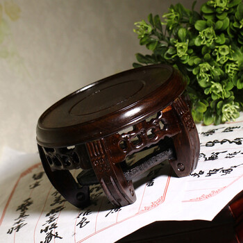 
                                        宜兴紫砂/香土紫砂/茶具黑檀木六足底座/天然壶托木杯垫《货到付款》                