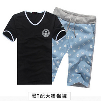 根神话 夏装韩版 纯棉印花男士修身短袖t恤<em>配短</em>