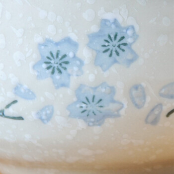 
                                        
                                                            樱之歌纯手绘雪花釉日式素瓷5英寸横纹面碗（4只）                