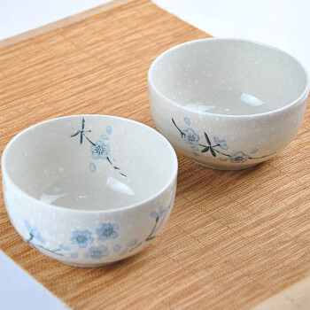 
                                        
                                                            樱之歌纯手绘雪花釉日式素瓷5英寸横纹面碗（4只）                