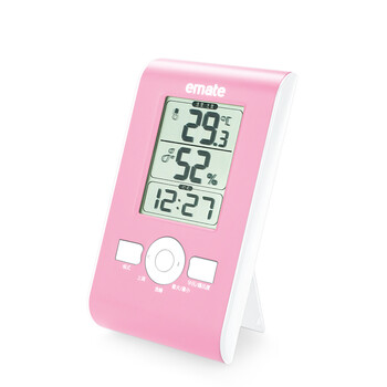 
                                        易美特 多功能电子室内温度计 湿度计 闹钟 适用婴儿emate M0102THS 粉色                