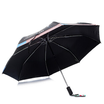 
                                        【京东超市】天堂伞 环游世界缎面黑胶三折自开收晴雨伞33180E黑红条                