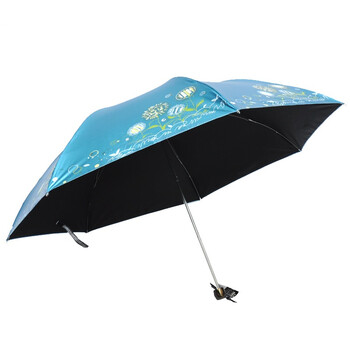天堂 雪月风花黒涤彩胶三折超细晴雨伞铅笔伞 307E灰兰色