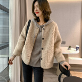 机车服女皮毛一体真皮麂皮绒皮毛一体外套女2021年冬新款羊羔绒毛中长