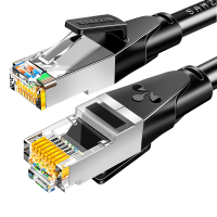 山泽 六类网线 CAT6类千兆网络连接线 工程家用电脑宽带8芯双绞金属屏蔽头成品跳线 黑0.5米 GWD6005