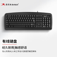 双飞燕（A4TECH)KB-8U 键盘有线 薄膜办公打字用键盘笔记本外接台式电脑通用键盘104键 USB接口 黑色