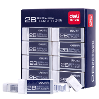 得力（deli）24块净白2B橡皮擦 易擦少屑 开学文具考研中考高考学生考试美术绘图橡皮铅笔用