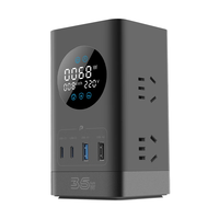 公牛（BULL）智能数显屏幕电竞氮化镓35W快充小电舱立式插座/USB桌面立式笔记本插线板插排 2C2A+6插孔总控开关