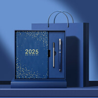 金值 2025年日程本笔记本本子礼盒套装商务年会伴手礼文创礼品工作日志日历计划记事本新年生日礼物 星空蓝