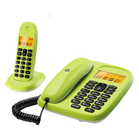 摩托罗拉（Motorola）数字无绳电话机 无线座机 子母机一拖一 办公家用 中文显示 双免提套装CL101C(青柠色)
