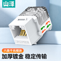 山泽（SAMZHE）六类网络模块 CAT6千兆网线插座面板模块 RJ45水晶头母座电脑网线镀金连接头 工程版 WAN-06