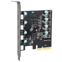 魔羯 MOGE PCIEx4转四口Type-C扩展卡4口TypeC转接卡10GB免供电 MC2044