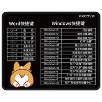 宜适酷(EXCO)快捷键鼠标垫小号office办公鼠标垫快捷键大全可爱卡通动漫笔记本电脑桌垫子锁边黑色7470