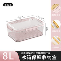 SPACEXPERT透明家用塑料计时保鲜PET收纳盒沥水冰箱密封保鲜盒8L颜色备注