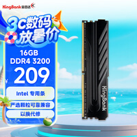 金百达（KINGBANK）16GB DDR4 3200 台式机内存条  intel专用条 黑爵