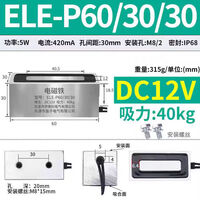伊莱科 电磁铁吸盘式长方形强磁直流小型 长60宽30高30 DC12V 40KG