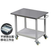 帕达曼 双层201不锈钢工作台加抽屉可移动带轮生产线周转小推车操作台打包桌 双层加抽屉60*80*75cm