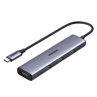绿联Type-C扩展坞 USB-C扩展器3.0分线器 4口集线器HUB拓展坞转换器 适用苹果16笔记本Mac平板iPad