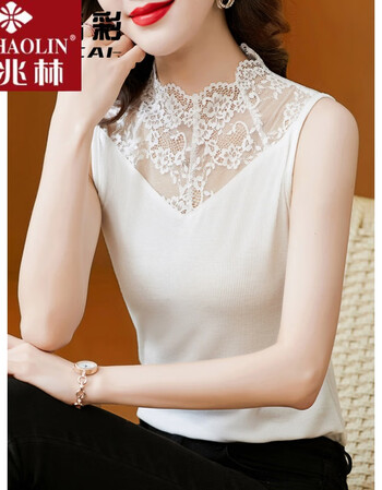 打底衫女春夏2022新款洋气内搭背心美体蕾丝无袖上衣减龄时尚百白色m