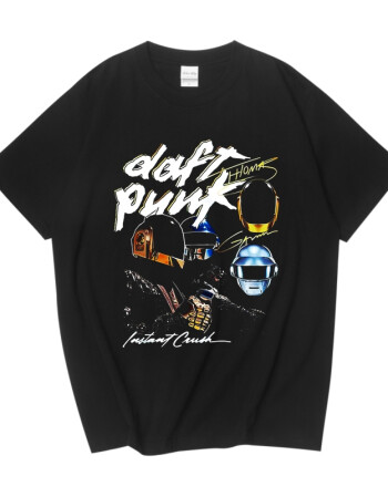 新款daftpunk蠢朋克电音乐队印花短袖t恤嘻哈青年街头棉宽松款初高中