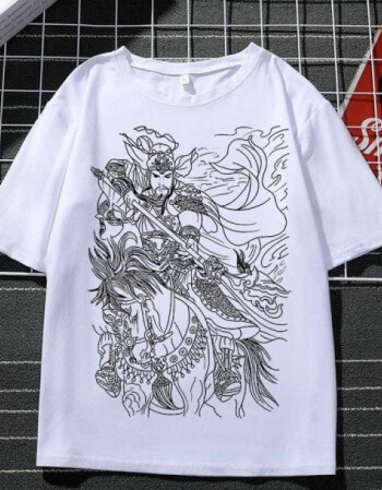 高档品牌恒源祥动漫周边赵子龙纹身精神小伙衣服社会图案学生夏季t恤
