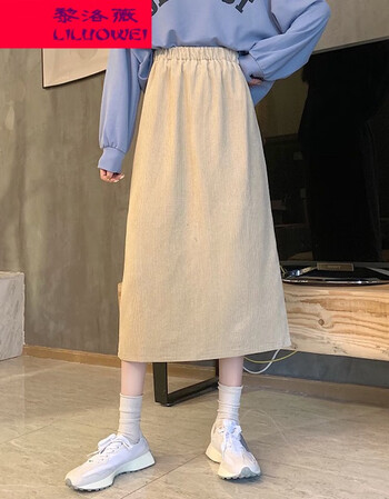 黎洛薇今年流行灯芯绒半身裙少女春秋装2021新款初中高中学生休闲半裙