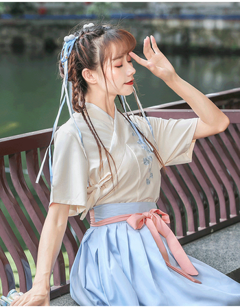 改良汉服学生公主古装夏齐胸襦裙女中国风短款日常古风汉元素春 短袖