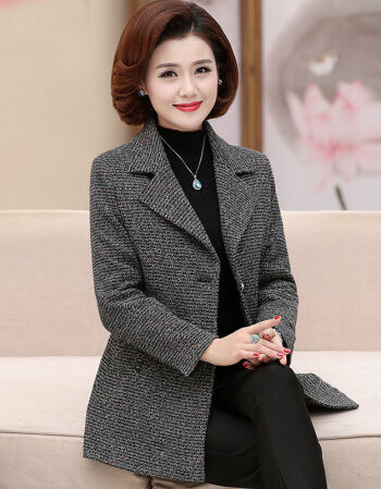 中年妈妈装春秋外套女小西装中老年人4050岁宽松春装长袖上衣灰色3xl