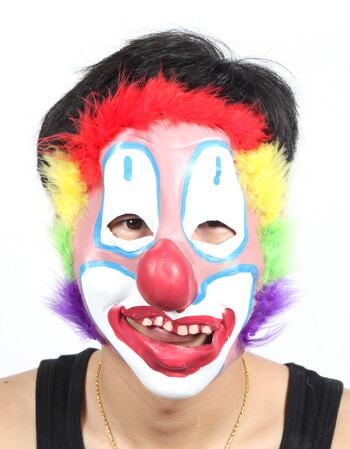 尚秋丹环保乳胶 万圣节化妆舞会搞笑面具 带绒条小丑面具 均码