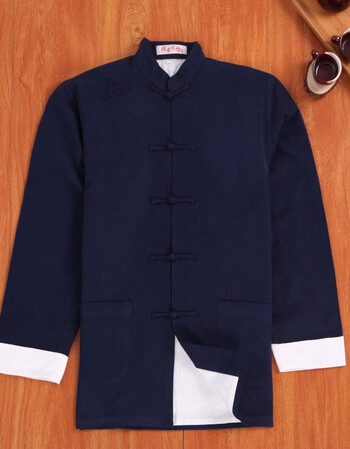 唐装男青年中国风长袖外套中老年中式汉服居士服休闲sjj 藏青色 185