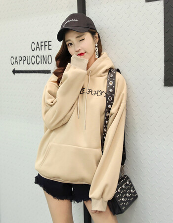 bf连帽套头衫2017秋冬季新款韩版时尚长袖上衣加绒加厚宽松卫衣女sn