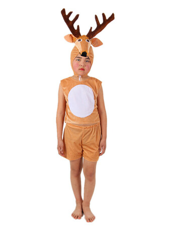 六一儿童动物演出服小猴子驯鹿袋鼠梅花鹿演出服鹿短袖舞台表演服 短