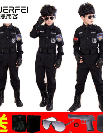特警部队武警作训服儿童幼儿园cos表演小交特警察帽出制服军装春秋