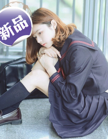 正统jk制服秋季日本长袖水手服套装关西襟百褶裙日 黑色正统衣服 裙子
