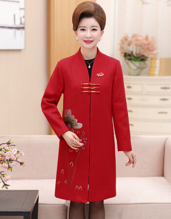 中年人女春装丈母娘过年红色衣服喜庆妈妈装女装婚宴外套新款 红色 xl