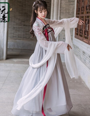 汉服女夏装中国风套装襦裙公主学生古装女仙女飘逸清新淡雅三件套 上