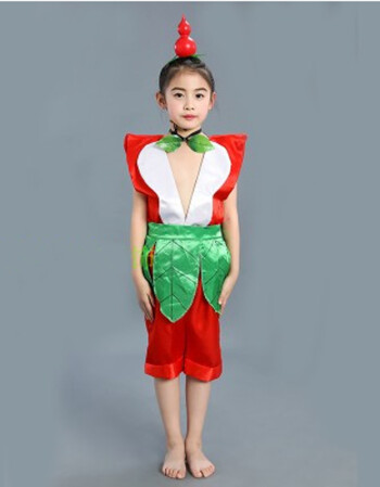 儿童葫芦娃演出服装衣服环保表演服饰六一儿童节舞台幼儿男女 红色