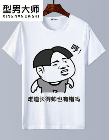 型男大师内涵段子t恤短袖男女情侣段友 恶搞笑表情包衣服文字暴走漫画