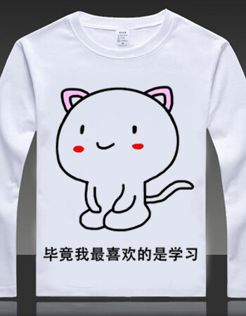 我爱学习沉迷学习表情包动漫t恤二次元短袖上衣长袖男女学生衣服 04