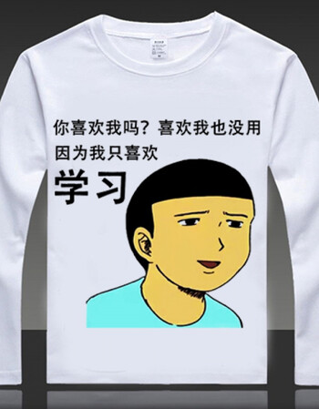 我爱学习沉迷学习表情包动漫t恤二次元短袖上衣长袖男女学生衣 09